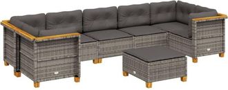 vidaXL Vidaxl - Set De Sof&aacute;s De Jard&iacute;n 8 Pzas Y Cojines Rat&aacute;n Sint&eacute;tico Gris