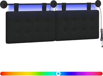 vidaXL Cabecero Colgante Con Luz Led Negro Tela Vidaxl