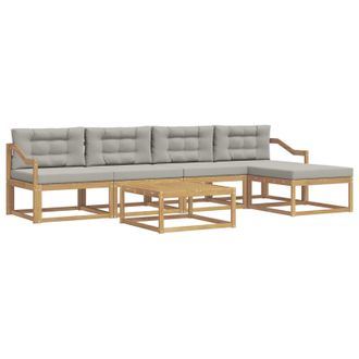 vidaXL Conjunto De Sof&aacute;s De Exterior 6 Pcs Blanco Y Gris Claro Vidaxl