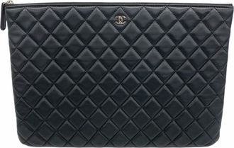 Chanel Black Leather Clutch Bag (Pre-Owned)