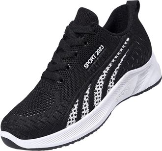 Generic 2026 Running Shoes Women Lace Up Round Toe Sports (Black, 6)