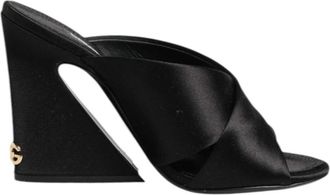 Dolce & Gabbana Barok Hoge Hak Satijnen Sandalen - Dames - Muiltjes - Zwart - 35 EU - Satijn - Schoenen