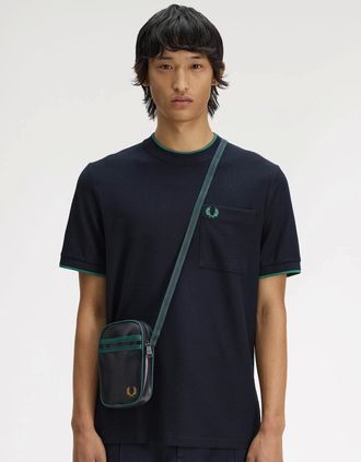 Fred Perry Mens Fred Perry Classic Small Side Bag - Navy/Grassroots 83A - Black - Size: ONE size
