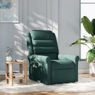 vidaXL Sill&oacute;n De Masaje Reclinable De Tela Verde Oscuro Vidaxl