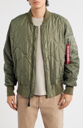 Alpha Industries L-2B Relaxed Water Resistant Quilted Bomber Jacket in Green at Nordstrom, Size Xx-Large