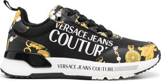 Versace Jeans Couture baroque-pattern low-top sneakers - women - Fabric/Polyurethane/Polyurethane/Calf Leather/Fabric/Rubber - 37 - Black