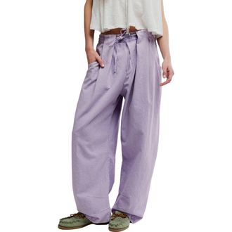 Free People Chambers Drawstring Linen & Cotton Pants in Orchid Hush at Nordstrom, Size X-Small