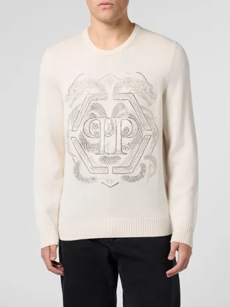 Philipp Plein Maglia in lana merino PP con strass