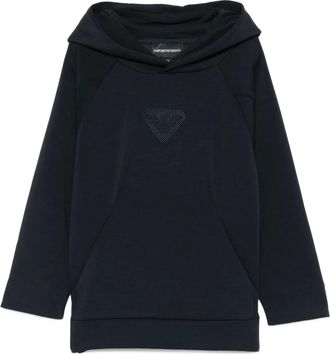 Emporio Armani Kids Sweatshirts, male, Blue, 8 Y, Comfort-fit Hooded Sweatshirt in Double Jersey
