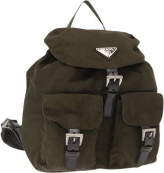 Prada Pre-owned Backpacks, female, Green, Size: ONE SIZE Pre-owned Nylon Backpack