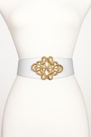 Raina Christian Corset Leather Belt in White at Nordstrom, Size Small