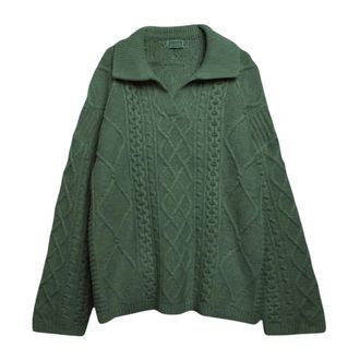 Guess Polo Shirts, male, Green, Size: L Gusa Cable Sweater