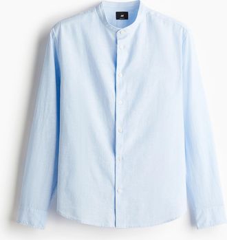 H&M Hemd aus Leinenmix in Regular Fit - Blue