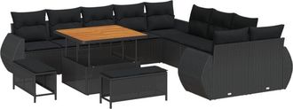vidaXL Garden Sofa Set with Cushion with Storage 13 pcs Black vidaXL