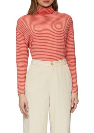 s.Oliver Rollkragenpullover S.OLIVER, Damen, Gr. 34, rosa (winter blush stripe), Obermaterial: 95% Lyocell, 5% Elasthan, gestreift, regular fit taillenbedeckt,