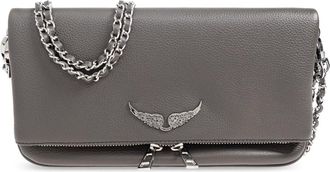 Zadig&Voltaire Schoudertas Rock - Dames - Schoudertassen - Grijs - ONE Size - Leer - Tassen