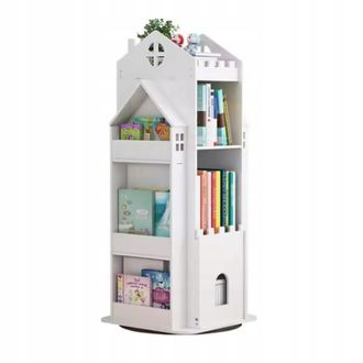 OEM Librer&iacute;a, Estante Giratorio, Casa, Organizador, Habitaci&oacute;n Infantil, Blanco Wf