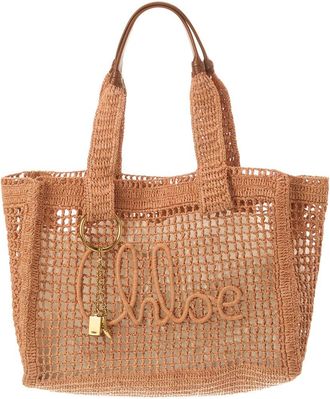 Chlo&eacute; East-West Raffia Tote