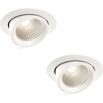 Loops 2 PACK Fully Adjustable Ceiling Downlight - 30W Cool White LED - Matt White