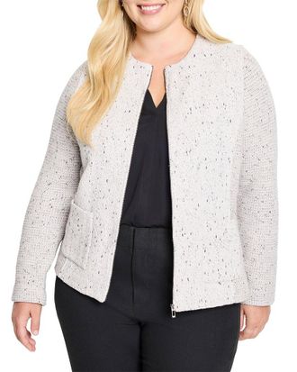 Nic+Zoe Nic+Zoe Plus Zip Front Mix Knit Jacket