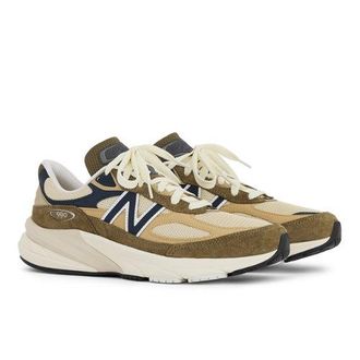 New Balance Unisex Made in USA 990v6 en Verde/Beige/Azul, Gamuza/Malla, Talla 38