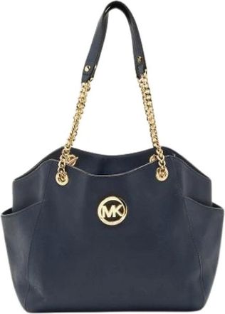 Michael Kors Pre-owned Leren Schoudertas - Dames - Vintage Schoudertas - Blauw - ONE Size - Leer - Vintage
