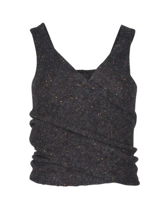 Isabel Marant Tie Back Sleeveless Top in Grey Alpaca Wool