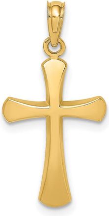 Diamond2Deal 14k Gold Polished Beveled Cross with Round Tips Charm Pendant