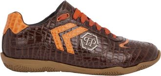 Philipp Plein Schoenen, unisex, Bruin, 44 EU, Leer, Low-Top Sneakers Pit-$Top Cocco
