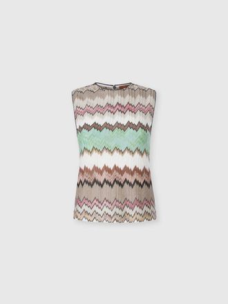 Missoni Sleeveless Crew-neck Top In Viscose Lam&eacute; With Snake Motif in Green& Brown at Nordstrom, Size 38 It
