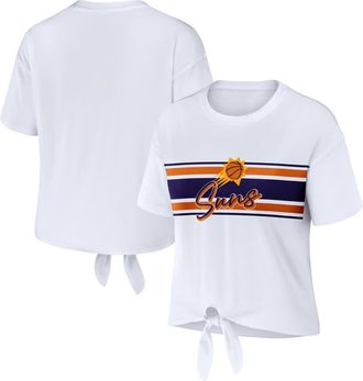 WEAR by Erin Andrews Womens WEAR by Erin Andrews White Phoenix Suns Tie-Front T-Shirt at Nordstrom, Size Large