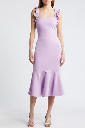 LIKELY Hara Ruffle Strap Midi Dress in Sheer Lilac at Nordstrom Rack, Size 2