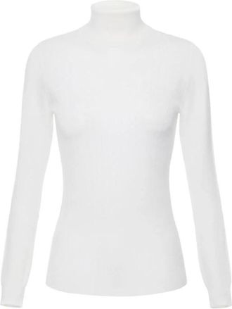 Elisabetta Franchi Wollen trui met Jacquard Micro-Logo - Dames - Coltruien - Wit - XL - Wol - Truien & Vesten