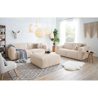 Studio Copenhagen home24 Ars Natura Polstergarnitur Loralai Creme Cord 242x75x96 cm