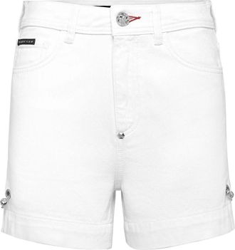 Philipp Plein Denim Shorts Iconic Plein - Dames - Denim shorts - Wit - W26 - Denim - Korte Broeken