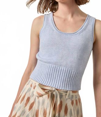 Lilla P Cropped Scoop Tank Sweater Top In Clearwater