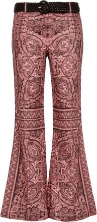 Zimmermann Ottie paisley-print flared trousers - women - Cotton/Linen/Flax - 0 - Pink