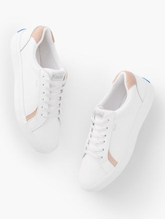 Keds Pursuit Lace Up Sneakers - White/Light Pink - 5 1/2 M Talbots