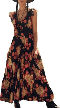 The Great. Womens The Geranium Dress In Cabbage Rose Print