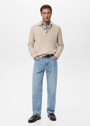 Mango Pullover polo maglia mini boucl&eacute; sabbia - Uomo - S - MANGO MAN