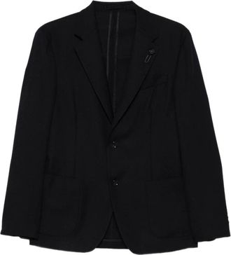 Lardini Blauwe Wollen Jas Buitenkleding Aw 25 - Heren - Blazers - Blauw - 2XL - Wol - Jassen