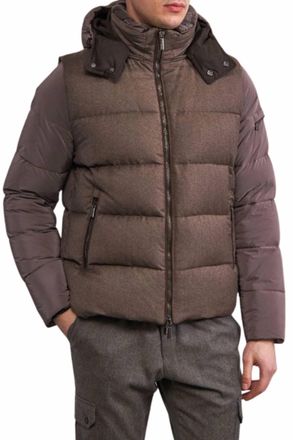Moorer Hooded Down Jacket In Marrone