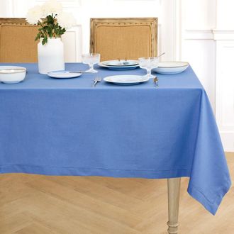 Solino Home Cotton Linen Hemstitch Tablecloth for Dining Table, Holiday and Everyday Table Decor in Dusty Blue at Nordstrom, Size Xx-Small
