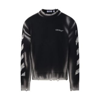 Off-white Round-neck Knitwear, male, Multicolor, Size: M Diag Corrosion Crewneck Sweater