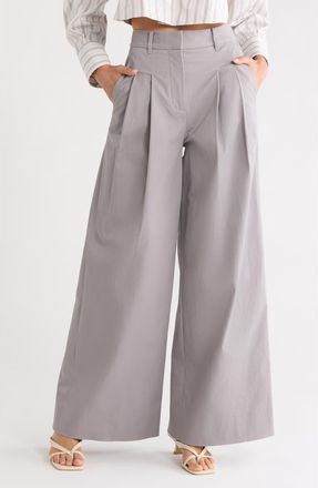 Derek Lam Juliana Wide Leg Pleated Pants in Light Grey at Nordstrom Rack, Size 4