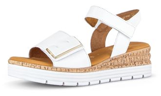Gabor Keilsandalette GABOR GENUA, Damen, Gr. 38, weiss (wei&szlig;), Kalbsleder, unifarben, Schuhe Keilsandalette, Keilabsatz, Sommerschuh, Sandale mit Klettversc