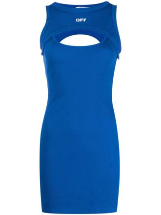 Off-white Abito Off Stamp corto a coste - Blu