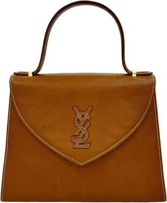 Saint Laurent Brown Leather Handbag Tote Bag (Pre-Owned)