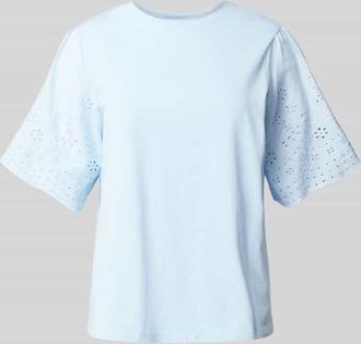 Vero Moda Regular Fit T-Shirt mit Lochmuster Modell YASLEX in Hellblau, Gr&ouml;&szlig;e XS