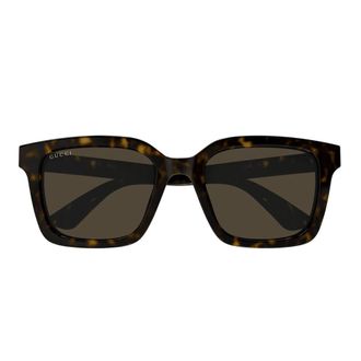Gucci Minimale Rechthoekige Zonnebril - unisex - Zonnebrillen - Bruin - 54 MM - Accessoires